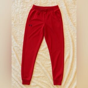 Under Armour youth Jogger style pant in red with pockets